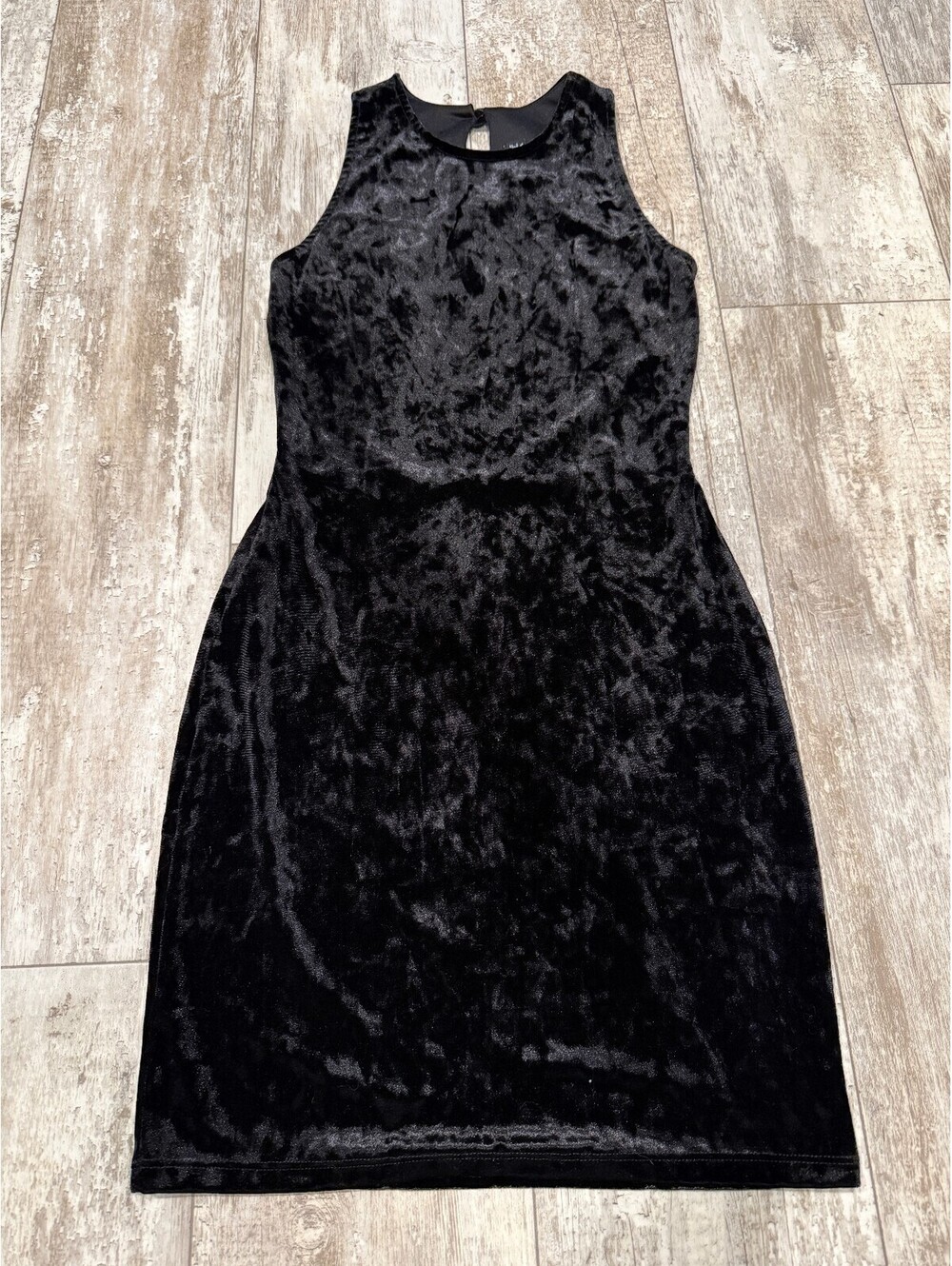 Dresscode Black Crushed Velvet Sleeveless Midi Dress L